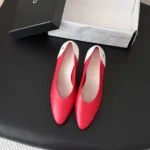 Chanel Women Pumps Lambskin & Calfskin-Red & White G47474