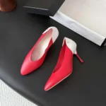 Chanel Women Pumps Lambskin & Calfskin-Red & White G47474