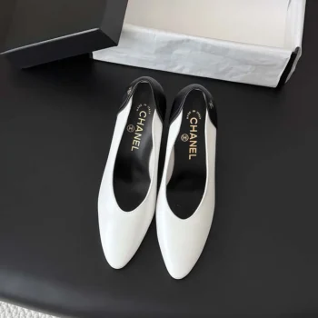Chanel Women Pumps Lambskin & Calfskin-White & Black G47474