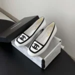 Chanel Women Pumps Lambskin & Patent Calfskin-White & Black G47520