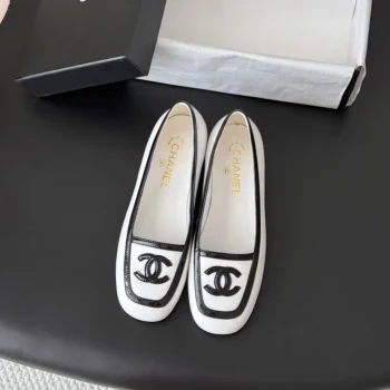 Chanel Women Pumps Lambskin & Patent Calfskin-White & Black G47520
