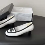 Chanel Women Pumps Lambskin & Patent Calfskin-White & Black G47520