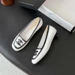 Chanel Women Pumps Lambskin & Patent Calfskin-White & Black G47520
