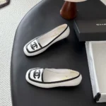 Chanel Women Pumps Lambskin & Patent Calfskin-White & Black G47520