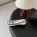 Chanel Women Pumps Lambskin & Patent Calfskin-White & Black G47520
