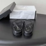 Chanel Women Sandals Crumpled Shiny Lambskin-Black G47565 - Image 8