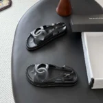Chanel Women Sandals Crumpled Shiny Lambskin-Black G47565 - Image 3