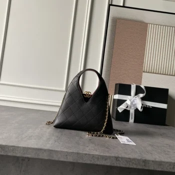 Chanel Women Shopping Bag Calfskin & Gold-Tone Metal-Black AS6390