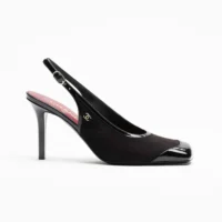 Chanel Women Slingbacks Lambskin & Patent Calfskin-Black G47647