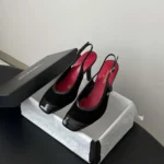 Chanel Women Slingbacks Lambskin & Patent Calfskin-Black G47647