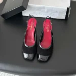 Chanel Women Slingbacks Lambskin & Patent Calfskin-Black G47647