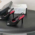 Chanel Women Slingbacks Lambskin & Patent Calfskin-Black G47647