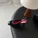 Chanel Women Slingbacks Lambskin & Patent Calfskin-Black G47647