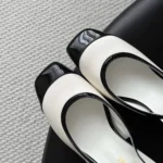 Chanel Women Slingbacks Lambskin & Patent Calfskin-White & Black G47647