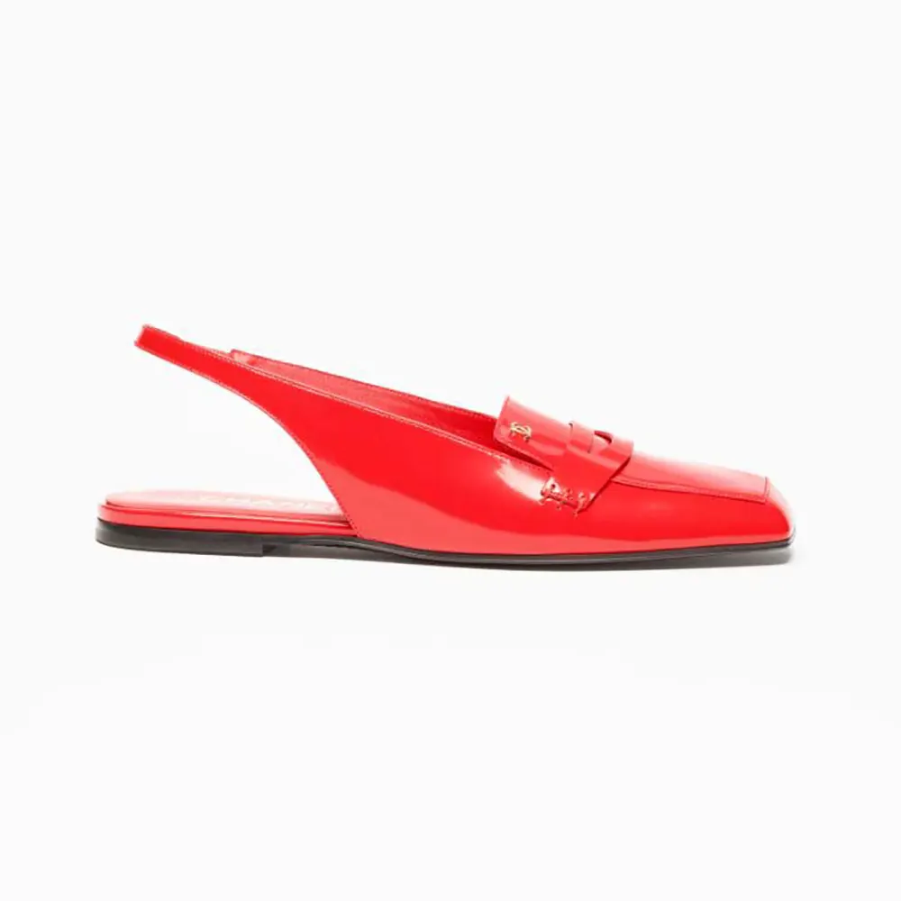 Chanel Women Slingbacks Shiny Calfskin-Red G47491 (1) Chanel Women Slingbacks Shiny Calfskin-Red G47491
