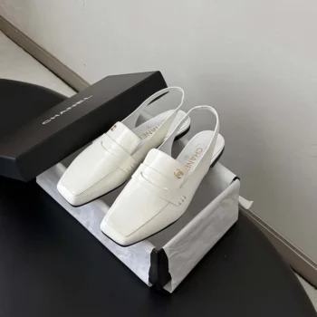 Chanel Women Slingbacks Shiny Calfskin-White G47491