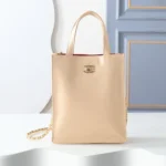 Chanel Women Small Shopping Bag Calfskin & Gold-Tone Metal-Beige