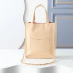 Chanel Women Small Shopping Bag Calfskin & Gold-Tone Metal-Beige