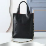 Chanel Women Small Shopping Bag Calfskin & Gold-Tone Metal-Black - Image 3