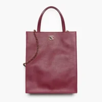 Chanel Women Small Shopping Bag Calfskin & Gold-Tone Metal-Dark Burgundy