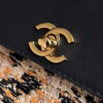 Chanel Women Small Shopping Bag Tweed Mixed Fibers Calfskin & Gold-Tone Metal