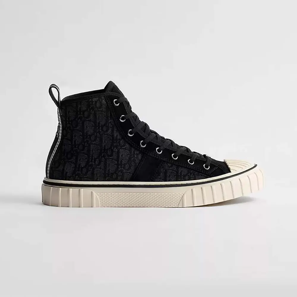 Dior Unisex Hooper High-Top Sneaker Black Dior Oblique Jacquard and Black Suede Calfskin (2) Dior Unisex Hooper High-Top Sneaker Black Dior Oblique Jacquard and Black Suede Calfskin