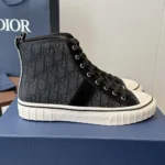 Dior Unisex Hooper High-Top Sneaker Black Dior Oblique Jacquard and Black Suede Calfskin