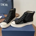 Dior Unisex Hooper High-Top Sneaker Black Dior Oblique Jacquard and Black Suede Calfskin