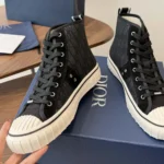 Dior Unisex Hooper High-Top Sneaker Black Dior Oblique Jacquard and Black Suede Calfskin