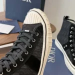 Dior Unisex Hooper High-Top Sneaker Black Dior Oblique Jacquard and Black Suede Calfskin