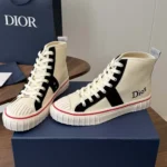 Dior Unisex Hooper High-Top Sneaker White Canvas and Navy Blue Suede Calfskin