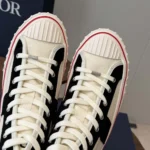 Dior Unisex Hooper High-Top Sneaker White Canvas and Navy Blue Suede Calfskin