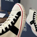 Dior Unisex Hooper High-Top Sneaker White Canvas and Navy Blue Suede Calfskin