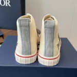 Dior Unisex Hooper High-Top Sneaker White Canvas and Navy Blue Suede Calfskin