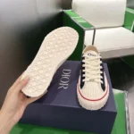 Dior Unisex Hooper Low-Top Sneaker White Canvas and Navy Blue Suede Calfskin
