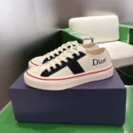Dior Unisex Hooper Low-Top Sneaker White Canvas and Navy Blue Suede Calfskin