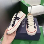 Dior Unisex Hooper Low-Top Sneaker White Canvas and Navy Blue Suede Calfskin
