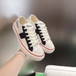 Dior Unisex Hooper Low-Top Sneaker White Canvas and Navy Blue Suede Calfskin