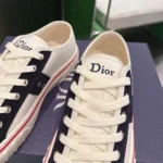 Dior Unisex Hooper Low-Top Sneaker White Canvas and Navy Blue Suede Calfskin