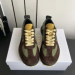 Dior Unisex Squash Sneaker Brown and Yellow Suede Calfskin with Green Technical Fabric