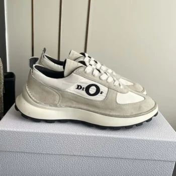 Dior Unisex Squash Sneaker Dior Gray Suede Calfskin and White Technical Fabric