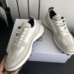 Dior Unisex Squash Sneaker Dior Gray Suede Calfskin and White Technical Fabric