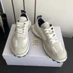 Dior Unisex Squash Sneaker Dior Gray Suede Calfskin and White Technical Fabric