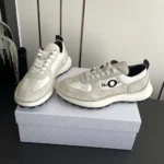 Dior Unisex Squash Sneaker Dior Gray Suede Calfskin and White Technical Fabric