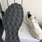Dior Unisex Squash Sneaker Dior Gray Suede Calfskin and White Technical Fabric