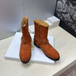 Dior Women Bolt Ankle Boot Cognac Brown Suede Calfskin KCT314SUE