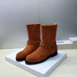 Dior Women Bolt Ankle Boot Cognac Brown Suede Calfskin KCT314SUE