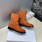 Dior Women Bolt Ankle Boot Cognac Brown Suede Calfskin KCT314SUE