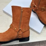 Dior Women Bolt Ankle Boot Cognac Brown Suede Calfskin KCT314SUE