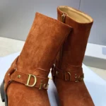Dior Women Bolt Ankle Boot Cognac Brown Suede Calfskin KCT314SUE